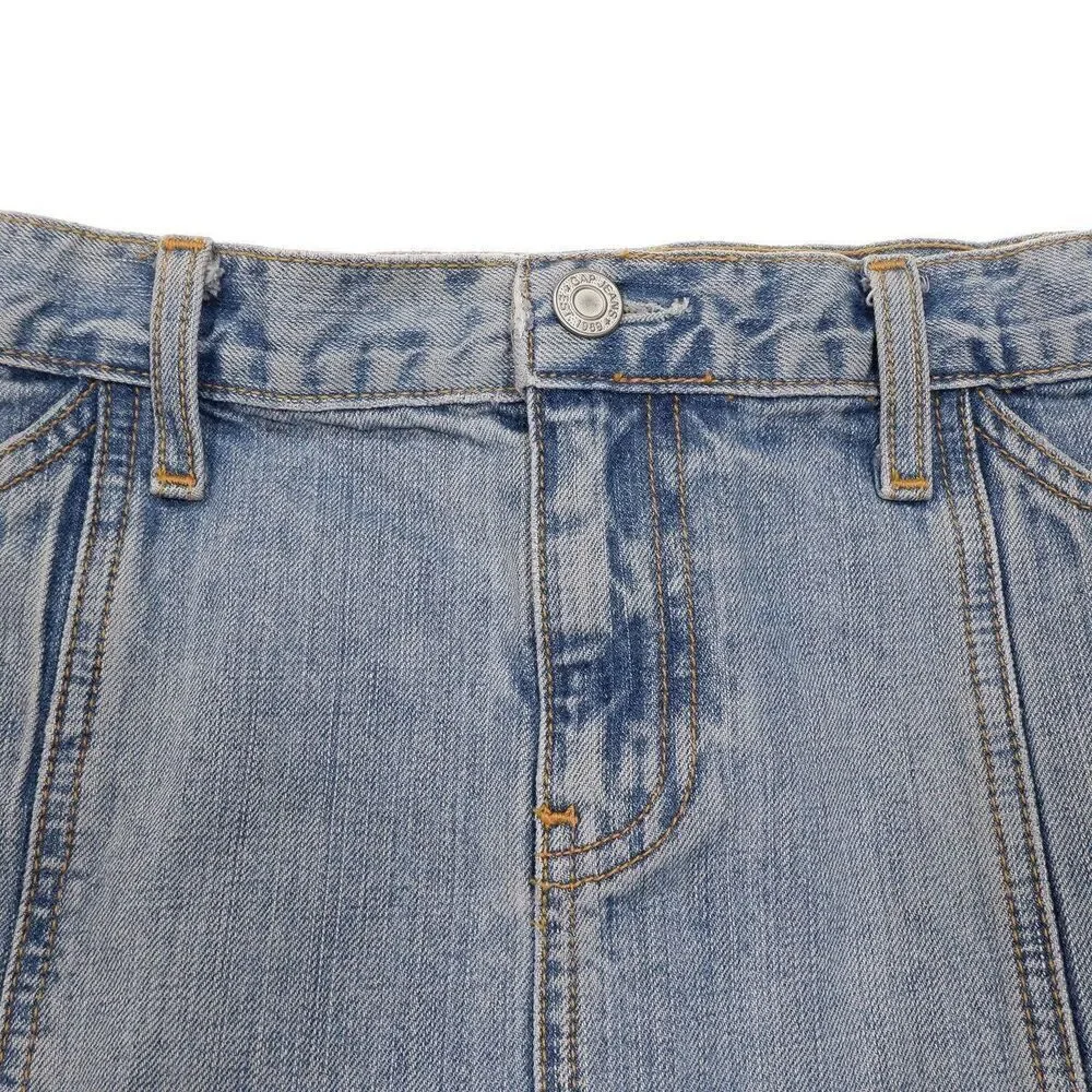 Y2K Gap Denim Skirt Womens Size 2 28x16 Blue A-Line Pockets Cotton Spring 04’